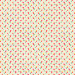 Seamless floral pattern with tulip-style flowers on light beige background. Cute spring design ideal for fabric, stationery, wallpapers, and decorative projects.