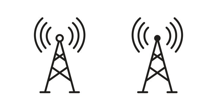 Broadcast tower icon. Outline and flat icons collection. EPS10