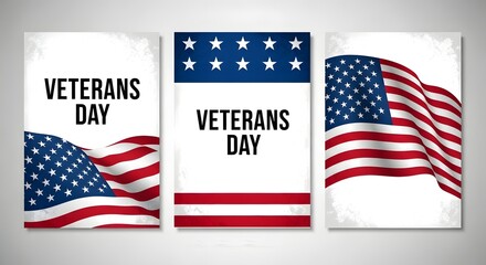 Veterans day celebration with american flags and patriotic banners