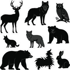 Obraz premium set of silhouettes of animals