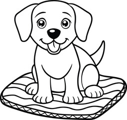 Obraz premium Cartoon dog sitting on a dog bed toy