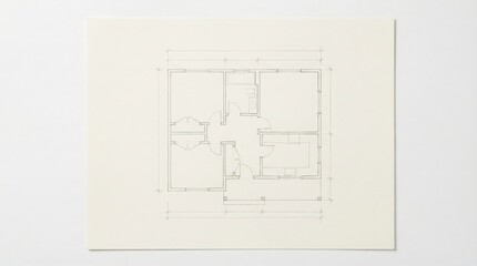 Minimalist Pencil Blueprint of Building Floor Plan on Clean Paper
