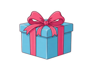 Obraz premium Blue gift box with pink bow isolated on transparent background