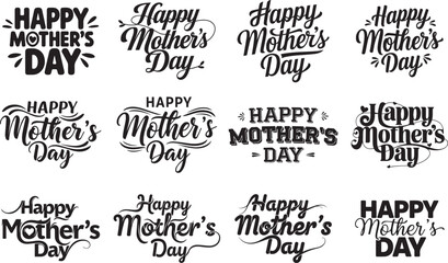 Fototapeta premium Happy mothers day calligraphy typography lettering vector collection for greeting card and print design