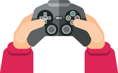 Hands with console gamepad. Cartoon electronic videogame icon © MicroOne