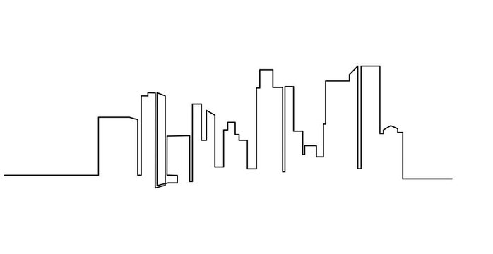 Animated self drawing of Bielefeld skyline video illustration. Modern city in Europe in simple linear style video design concept. One of big city in Germany. Iconic architectural building design video