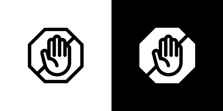 Ad Block icon concept with flat Black White Background. Vector illustration.