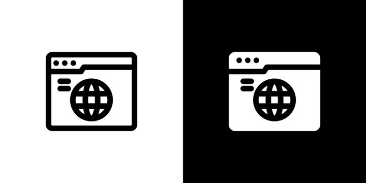 Browser icon concept with flat Black White Background. Vector illustration.
