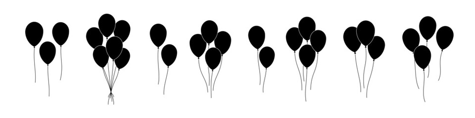 Black balloons silhouettes. Vector balloons shapes for design, party and celebration themes