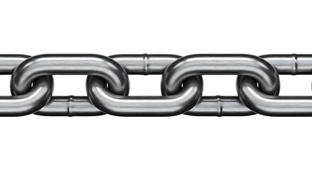 Obraz premium Silver Metal Chain Links Close-up on White Background