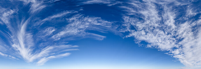 Wide Blue Sky With Wispy Clouds Over Horizon Above BC, Canada