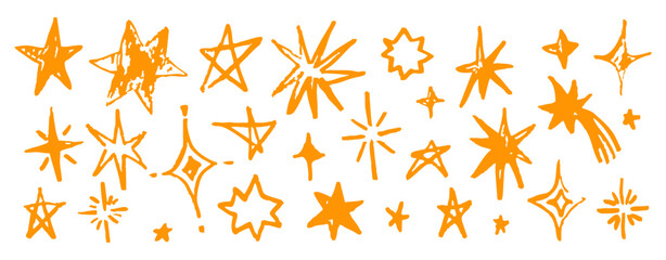 Naklejka premium Stars, Fireworks, Starburst and Sparkles doodle set