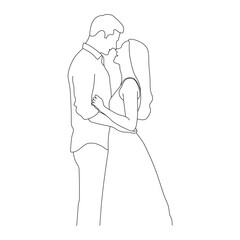 Couple line art  vector design. Couple outline illustration design.	