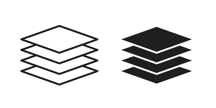 Multiple Layers icon. Outline and flat icons collection. EPS10