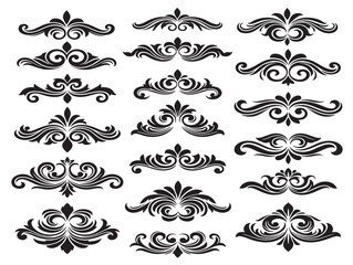 Decorative ornament silhouette with an elegant and intricate design