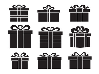 Gift box silhouette icon for presents and celebration projects