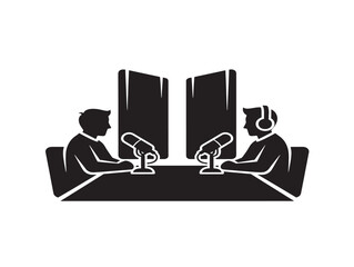 Podcast studio silhouette icon black on white background vector