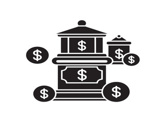 Banking icon silhouette for financial and institution projects