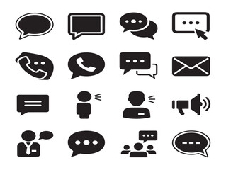 Communication chat silhouette icon black on white background vector