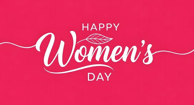 Happy women's day celebration with pink background and white text