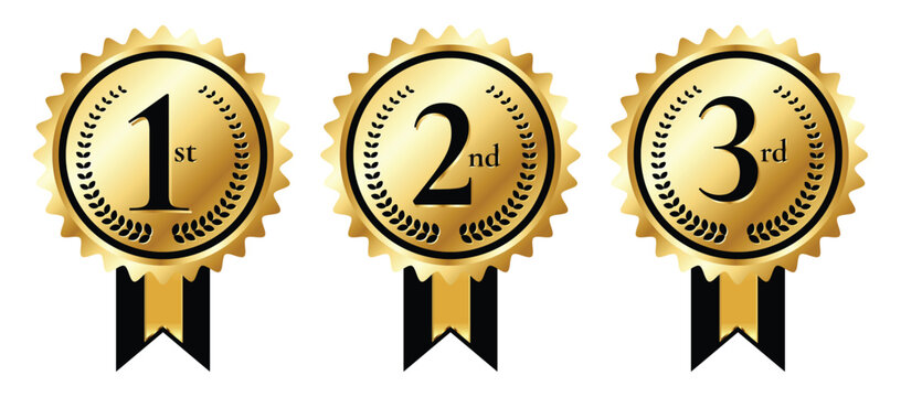Award Winner Badges Set: 1st 2nd 3rd Place Achievement Seals for Excellence