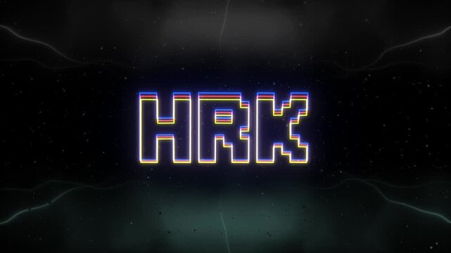 HRK Neon text with retro background