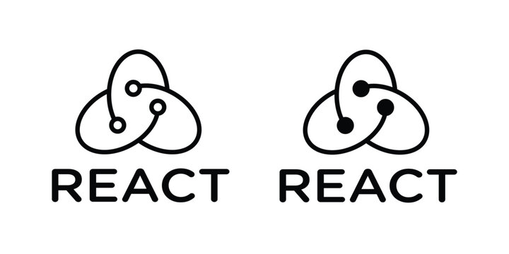 React icon. Outline and flat icons collection. EPS10