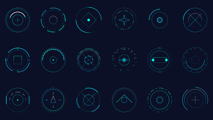 Futuristic heads-up display elements and target scopes for UI design and technology © AVRIX
