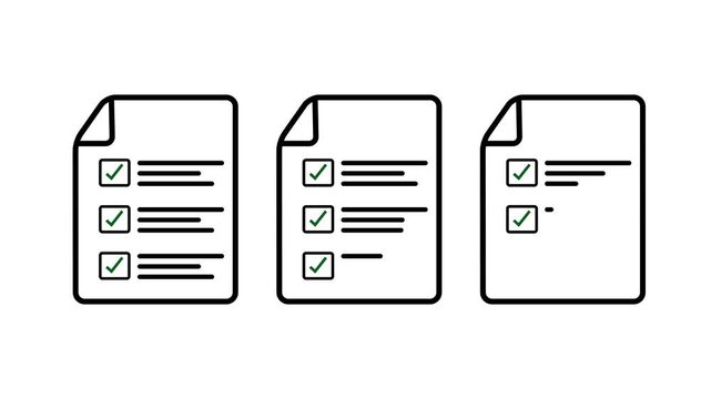 Task completion animation on white background. Animated checklist with representing budgeting, tasks completed or investment planning. Transparent Background.