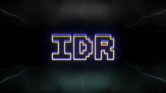 IDR Neon text with retro background