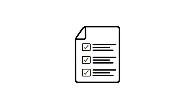 Task completion animation on white background. Animated checklist with representing budgeting, tasks completed or investment planning. Transparent Background.