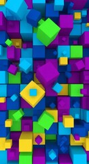 Obraz premium Colorful 3D Cubes Background. Concept featuring 3d, cubes, colorful, abstract, geometry.
