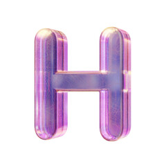Purple pink iridescent glass font Letter H 3D