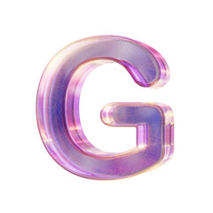Purple pink iridescent glass font Letter G 3D