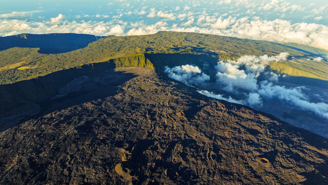 Piton de la Fournaise (Peak of the Furnace) 2632m is a shield volcano on the eastern side of Reunion island in the Indian Ocean. It is currently one of the most active volcanoes in the world.