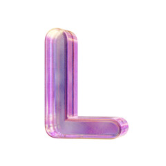 Purple pink iridescent glass font Letter L 3D