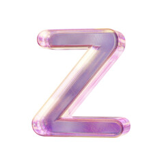 Purple pink iridescent glass font Letter Z 3D