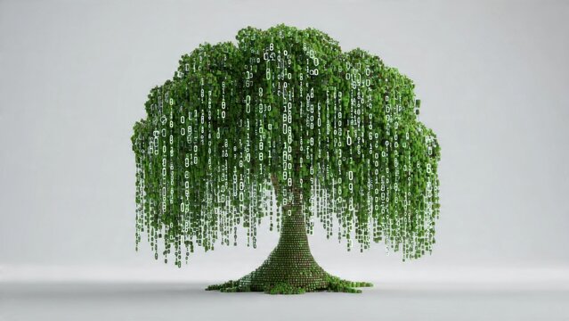 Digital tree with binary code leaves