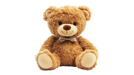 Fototapeta premium Cute brown teddy bear with bow tie isolated on transparent background