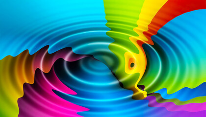 Bright abstract colorful background, circles from a drop on multicolor water