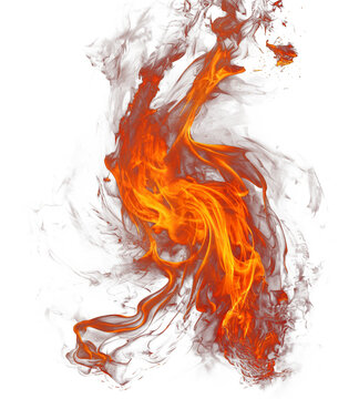 Realistic Fireball Explosion with Swirling Flames and Smoke, Isolated PNG for VFX and Compositing