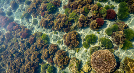 Shallow Seabed Texture with Brown and Green Algae