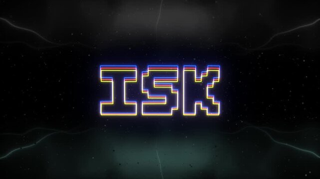 ISK Neon text with retro background