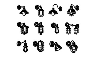 Icon black sconce lighting simple lamp image vector rugged design generation interior