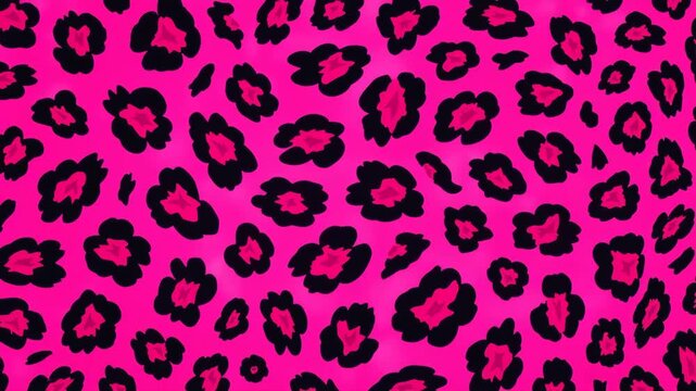 Seamless leopard skin pattern in pink and black for textile design 
