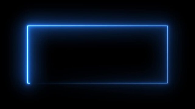 Abstract neon square frame Glowing orange neon rectangle border frame animated on black background. Neon rectangular frame loop able