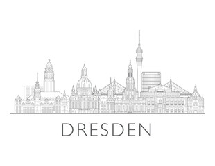 Obraz premium Dresden Germany skyline urban cityscape illustration drawing with landmarks