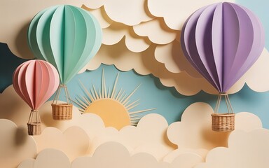 Obraz premium Whimsical paper cut art illustration with layered fantasy elements image