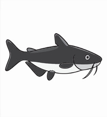 Obraz premium Catfish Minimal Vector Silhouette Icon