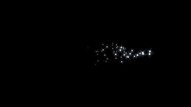 4k magic glitter sparkle trail on black screen, glowing fairy sparkle line, white twinkling particles, fairy sparkle burst animation, shining twinkle transition, 2d magic stars line effect